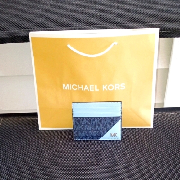 Michael Kors Light Blue and Dark Blue Card Holder - Picture 1 of 4